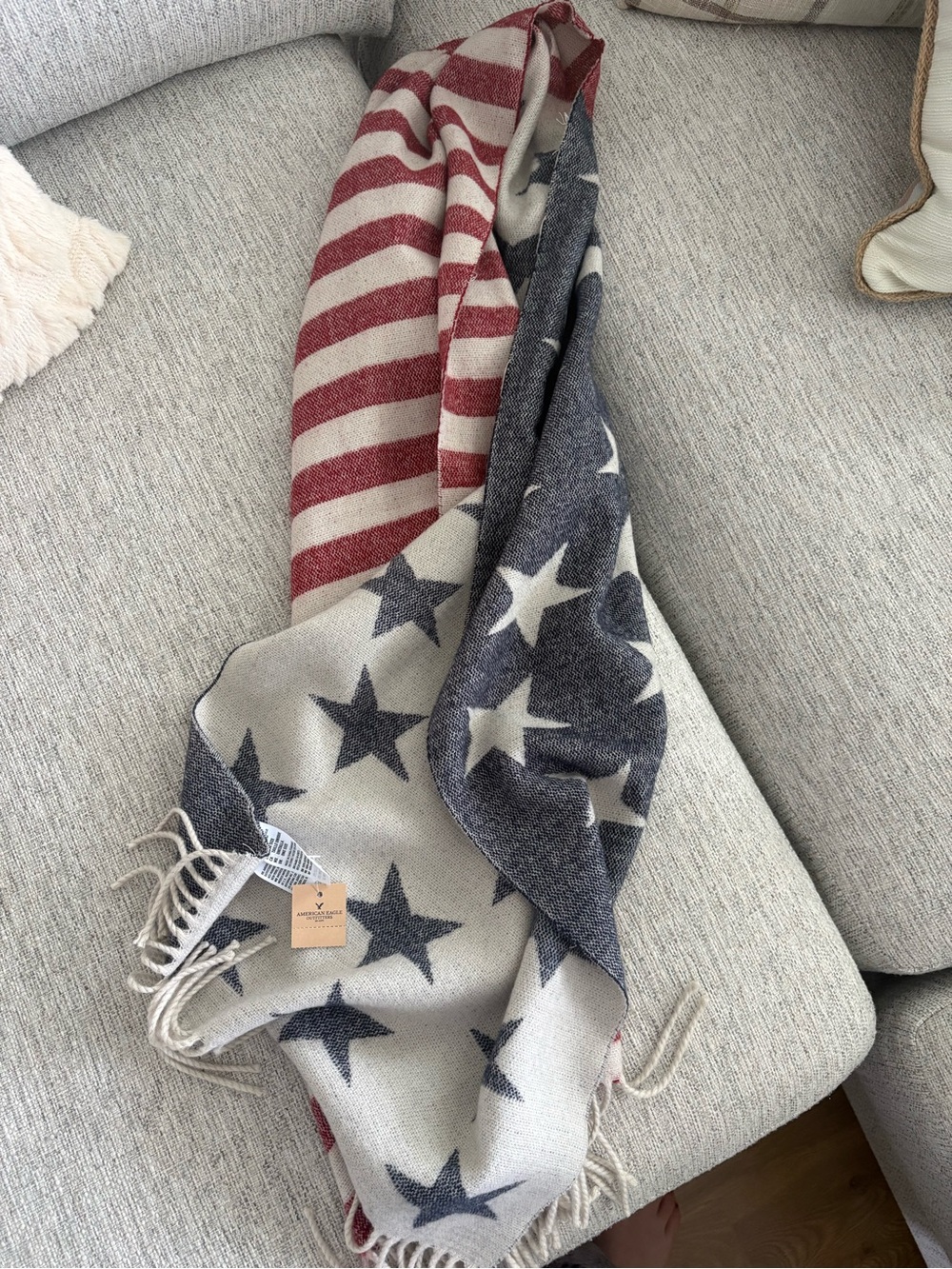 American Eagle Outfitters Star & Stripe Scarf in Red, Blue & Cream